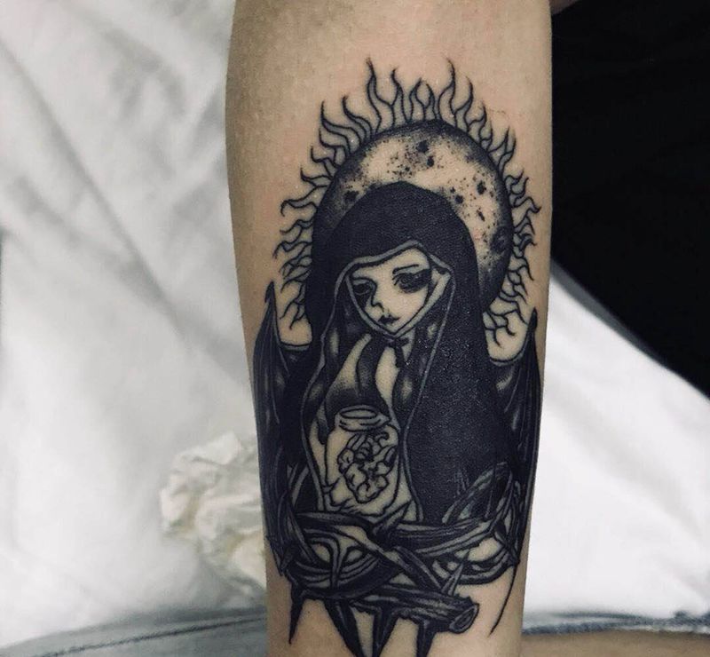 巫女纹身图片_手臂纹身图案