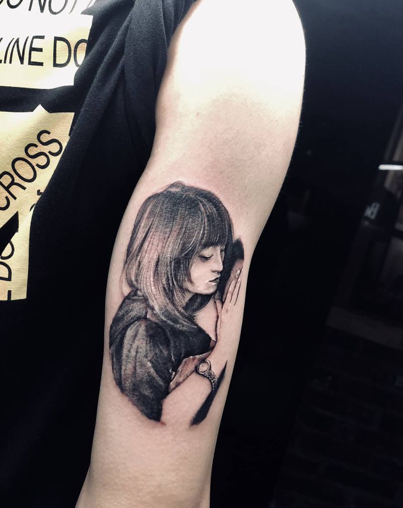 择一人爱一生纹身图片_手臂点刺欧美写实纹身图案