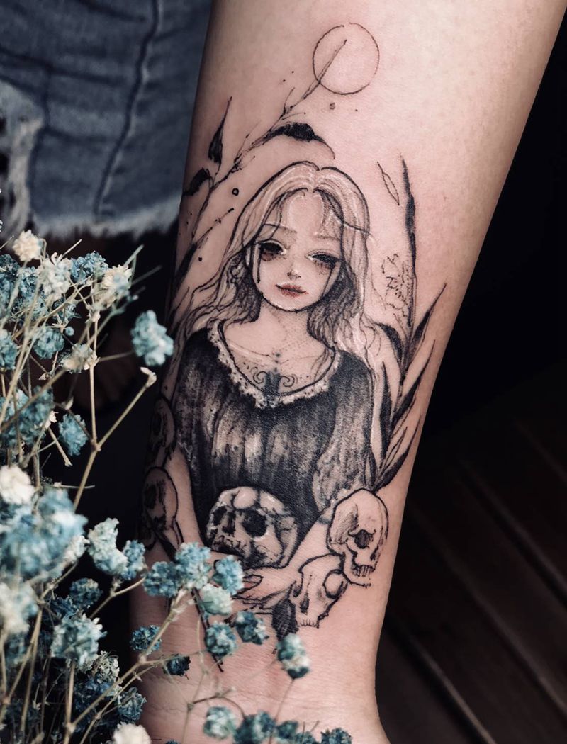 覆盖旧图纹身图片_手臂点刺纹身图案