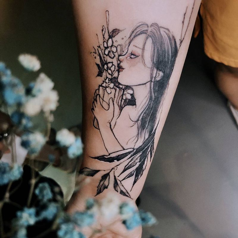 旧图覆盖纹身图片_手臂欧美写实点刺纹身图案