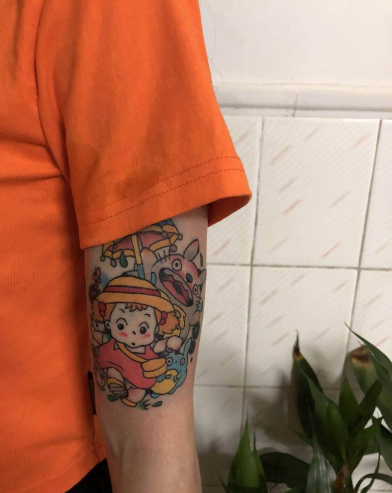 波妞纹身图片_手部水彩卡通纹身图案