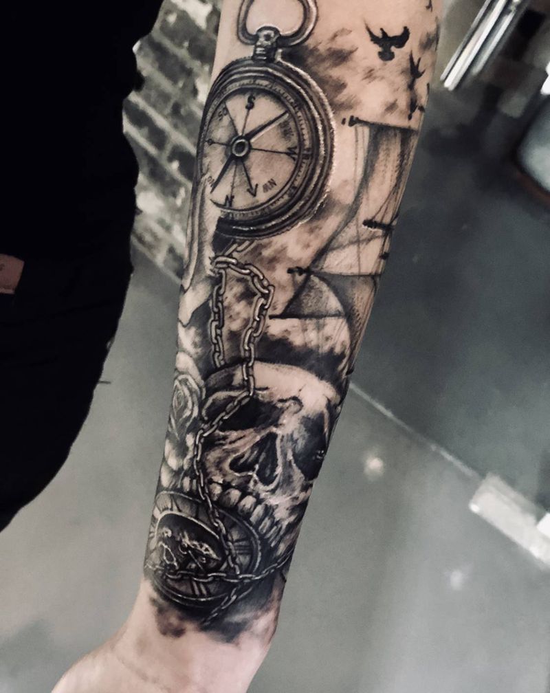 欧美风纹身图片_手臂欧美写实点刺纹身图案