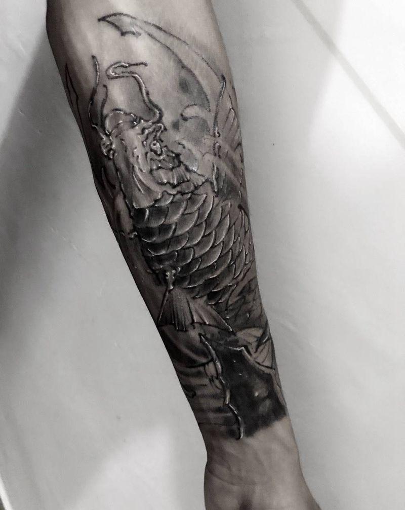 # 鲤 #小臂遮盖纹身图片