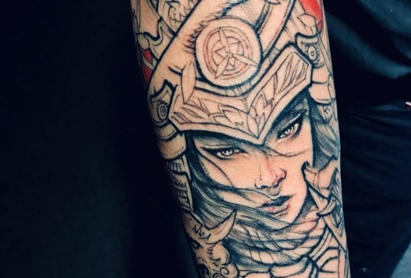 女武者未完纹身图片