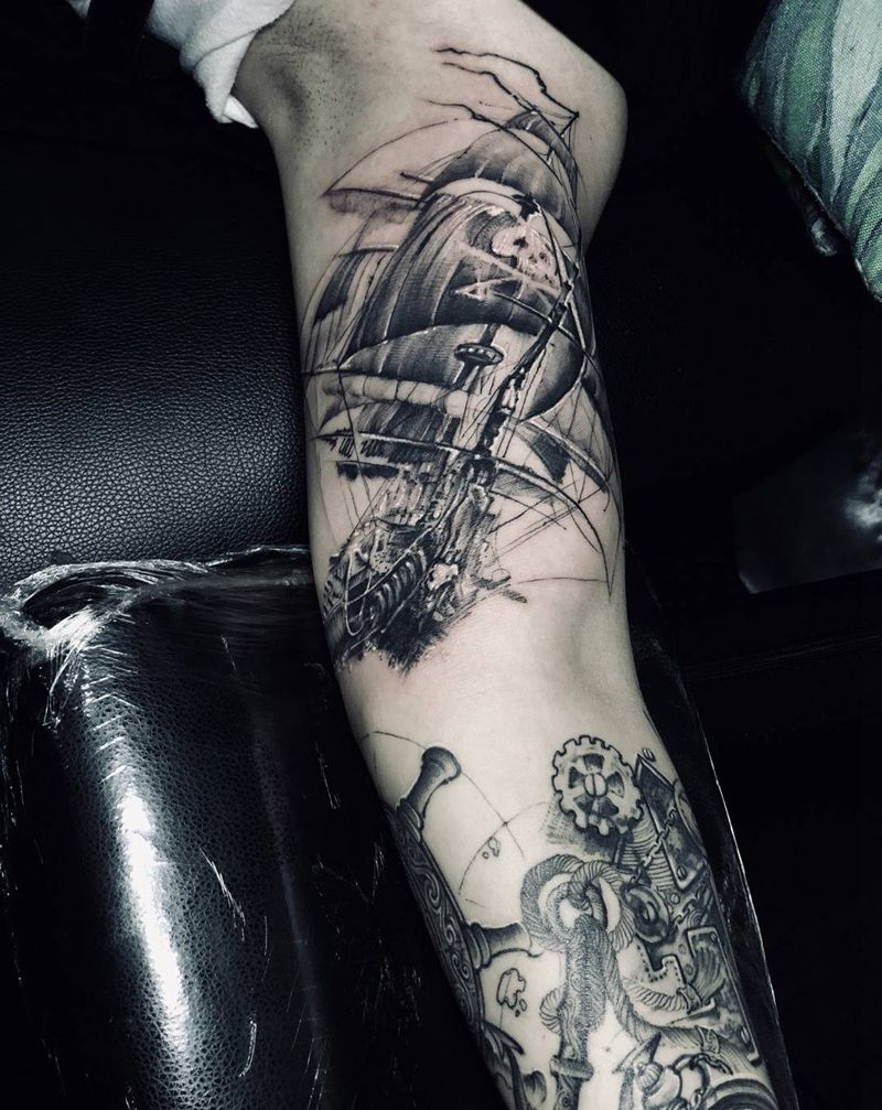 航海花臂~一点点加纹身图片