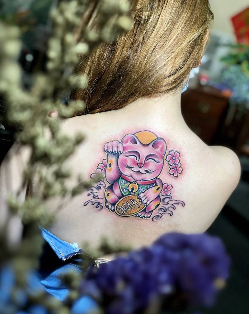 招财猫纹身图片