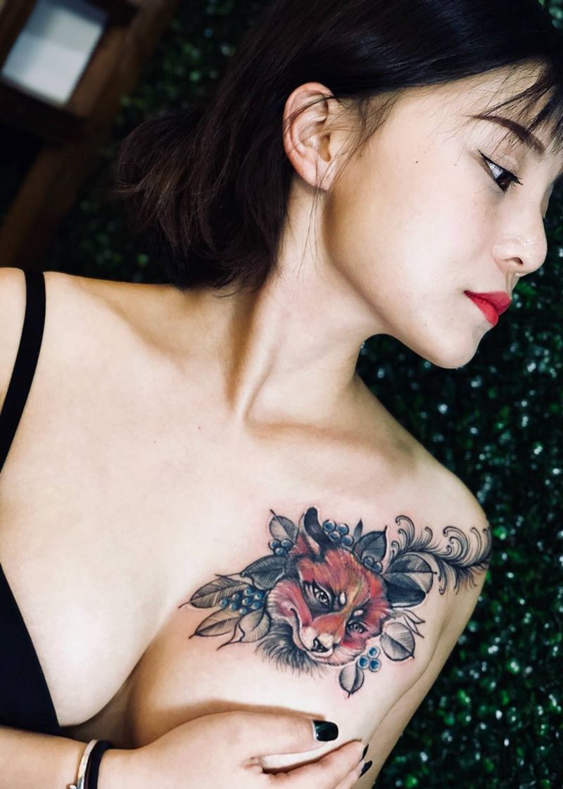 狐狸 覆盖旧图纹身图片