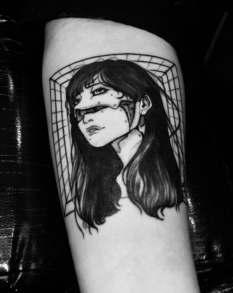 机械女孩纹身图片