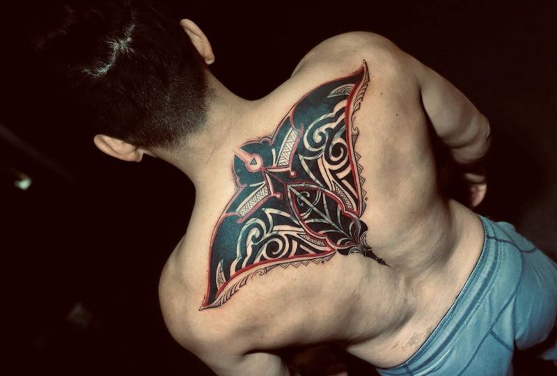 魔鬼鱼～覆盖纹身图片