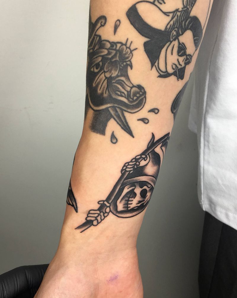 old school死神纹身图片_手臂Old School纹身图案