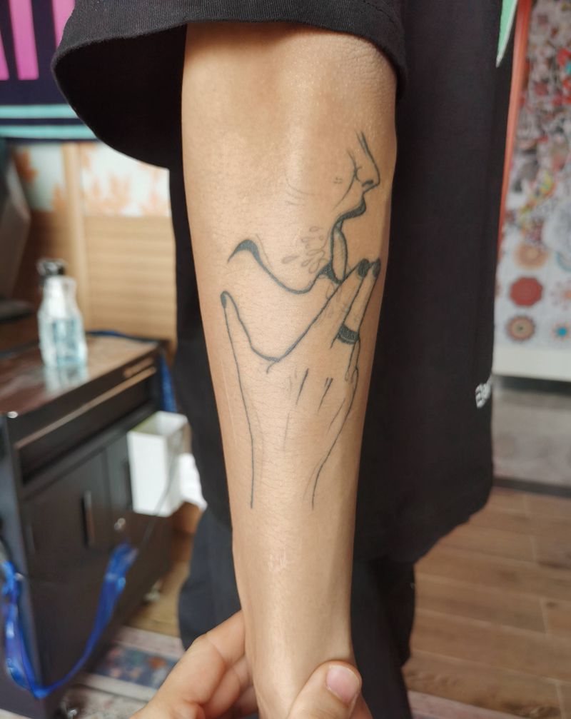 思考-作品（遮盖）纹身图片_手臂欧美写实New School人物纹身图案