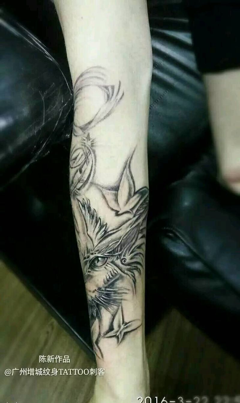 猫和浪花纹身图片