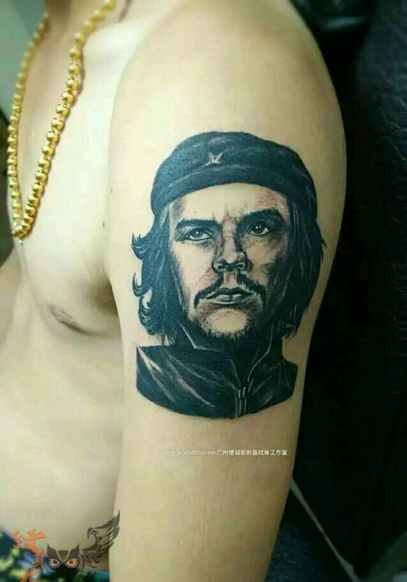 切·格瓦拉纹身图片_手臂肖像人物纹身图案