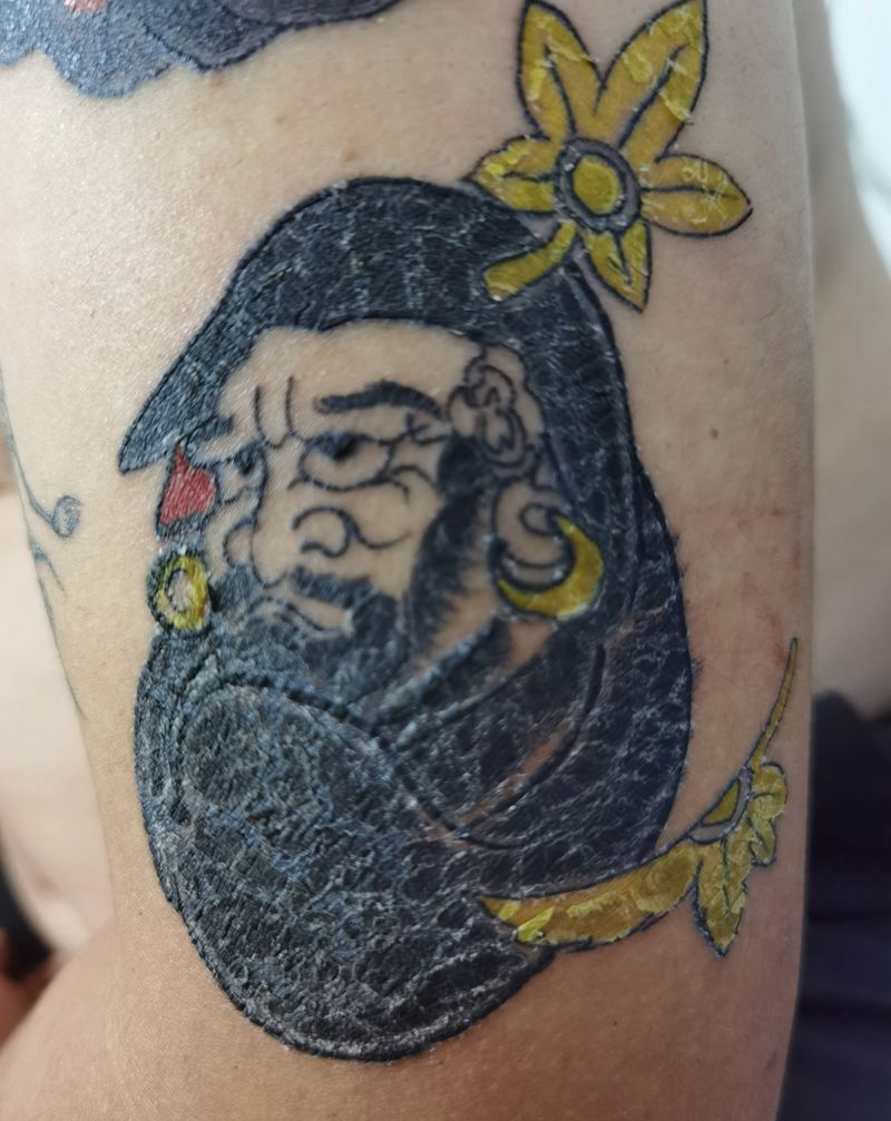 达摩蛋恢复中纹身图片_手臂老传统纹身图案