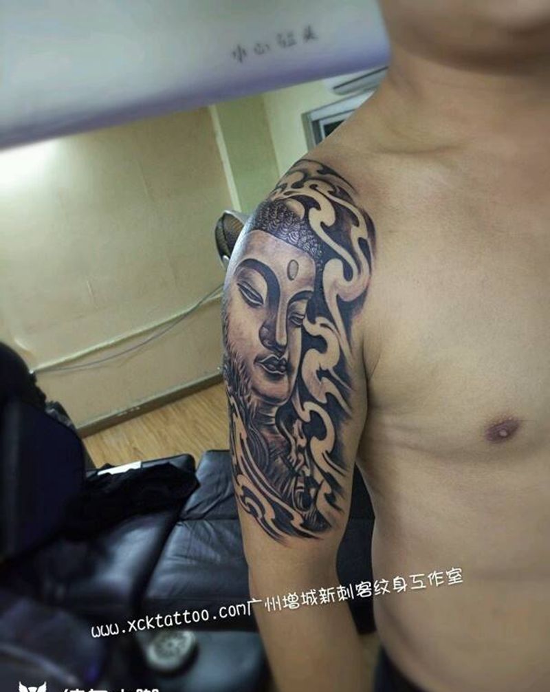 佛与魔纹身图片