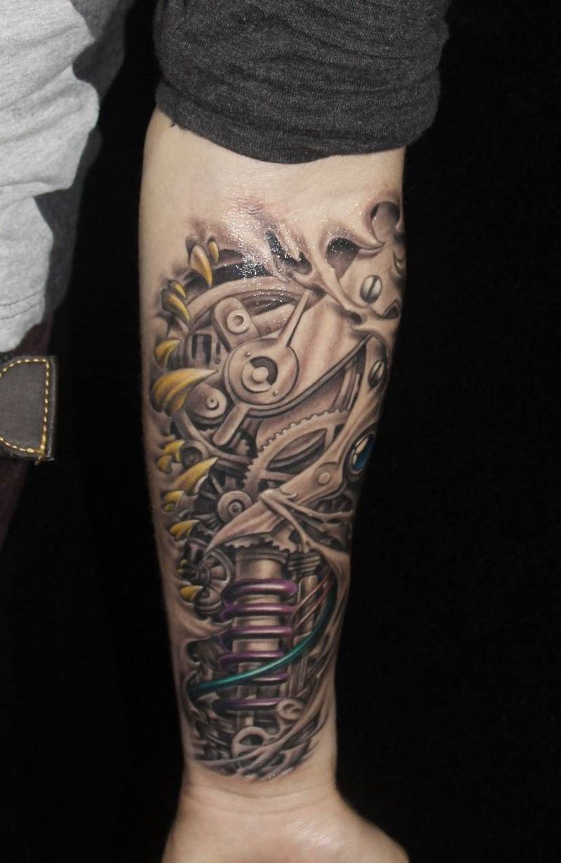 3D机械臂纹身图片_成品手臂手部欧美原创纹身图案