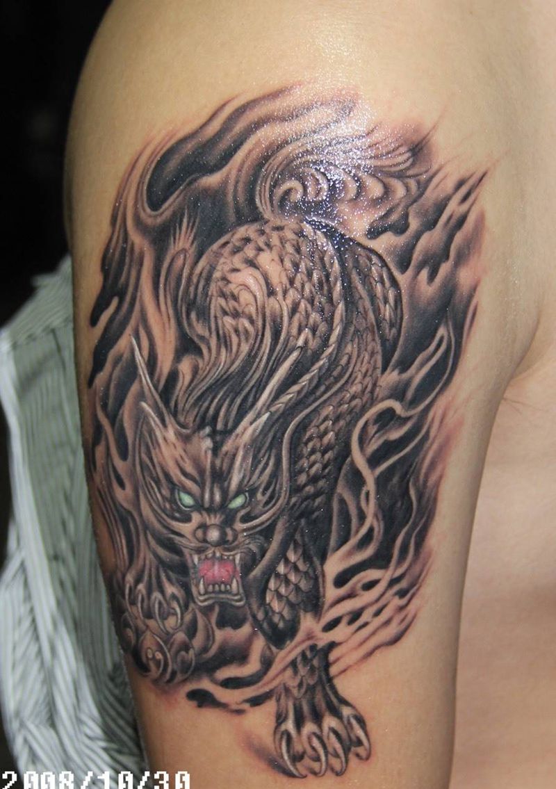 麒麟纹身图片_成品手臂手部纹身图案