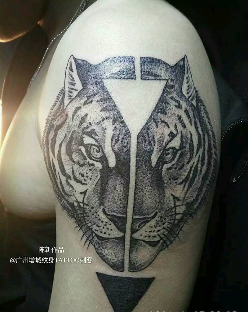 点刺老虎纹身图片