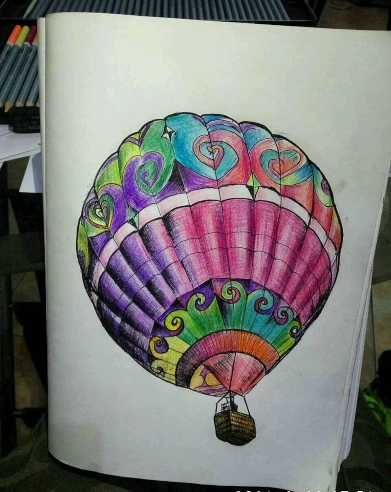 热气球手稿纹身图片