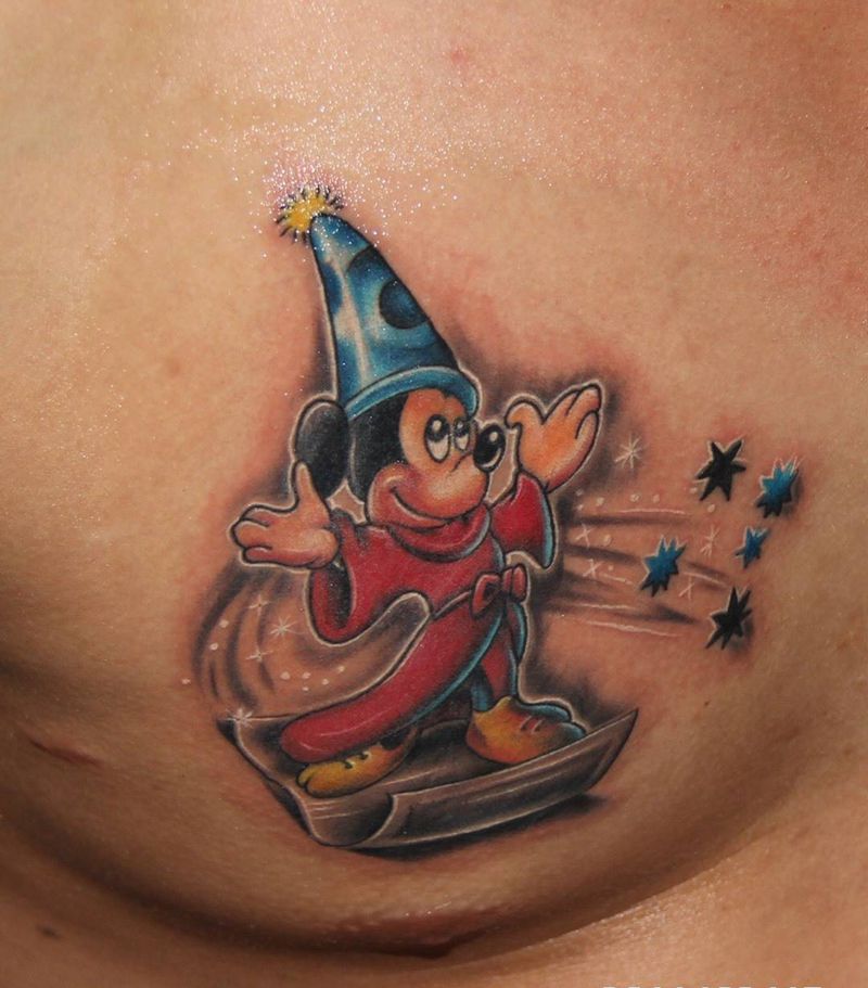 米老鼠纹身图片_胸部成品欧美写实原创纹身图案