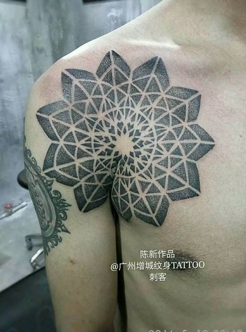 梵花点刺纹身图片