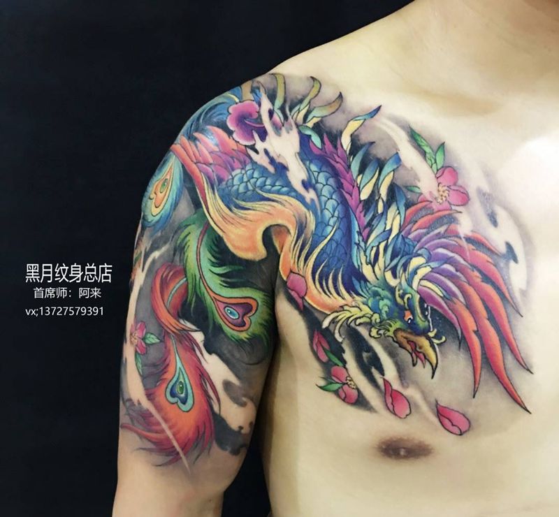 （半甲凤凰）纹身图片
