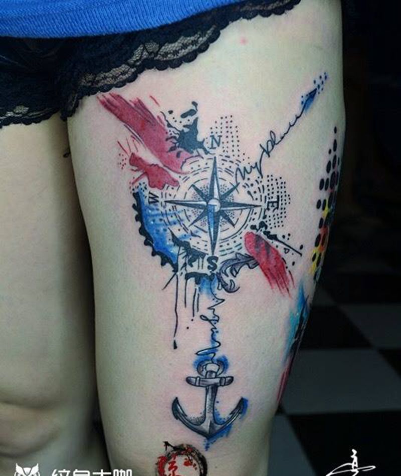 指南针纹身图片