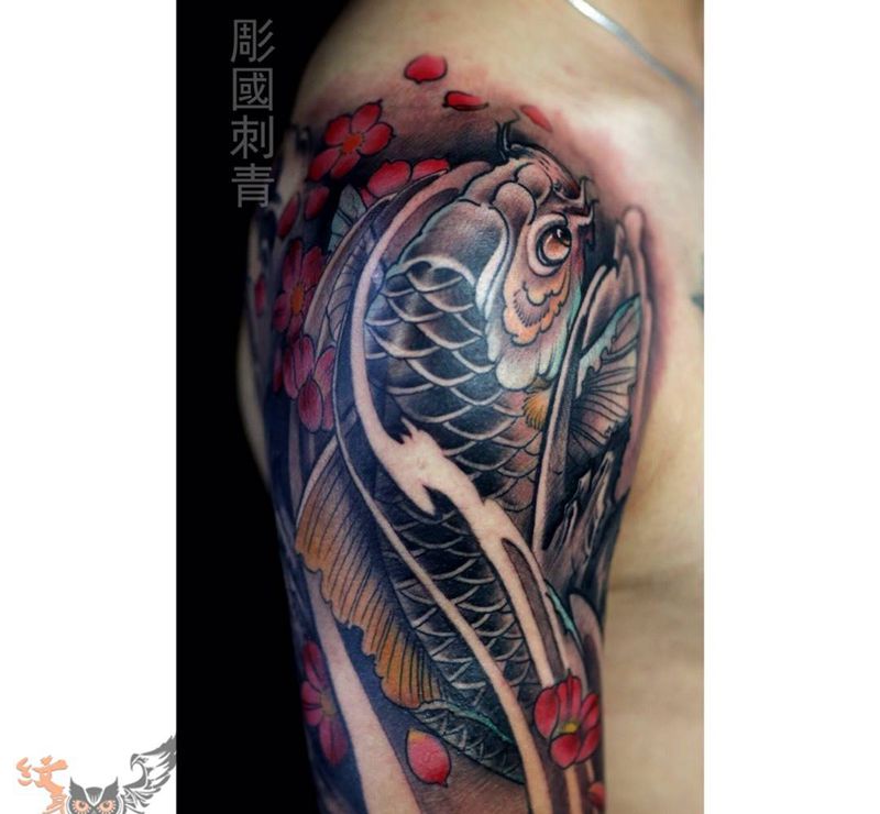 鱼纹身图片_传统背部臀部手部手臂肩部胸部纹身图案