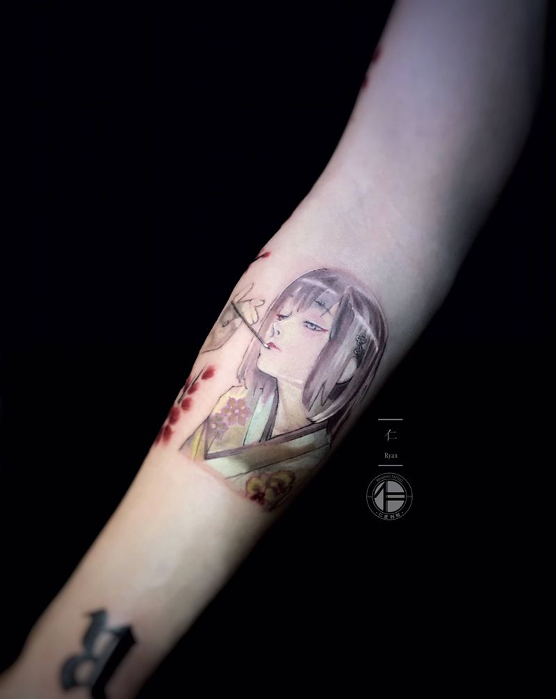 动漫角色纹身图片_手臂手部卡通纹身图案