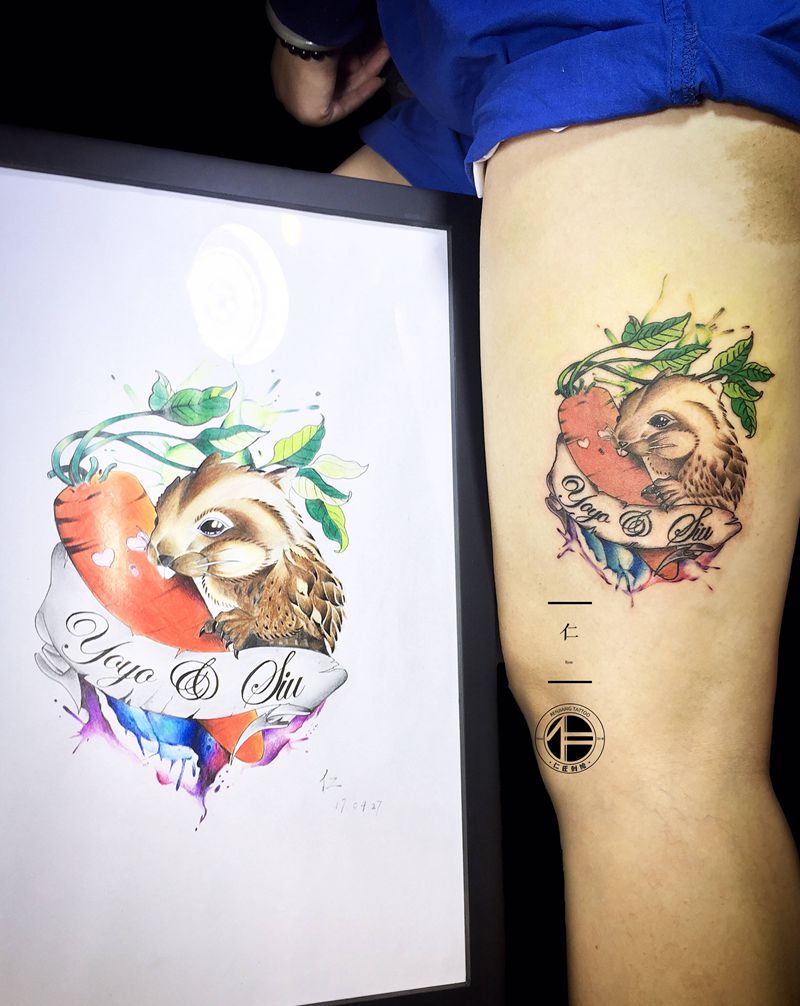 原创卡通纹身图片_腿部脚部卡通纹身图案