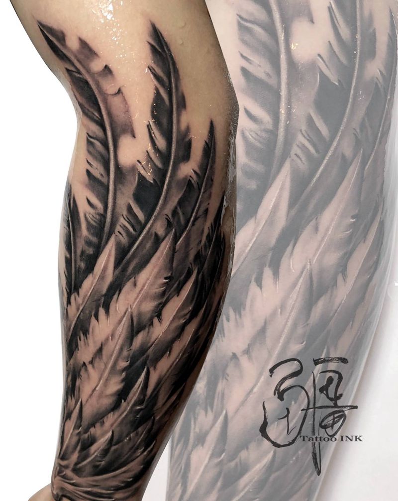 翅膀纹身图片_手部手臂欧美写实翅膀纹身图案