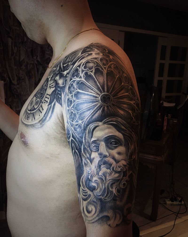 半臂纹身图片_手臂欧美写实纹身图案