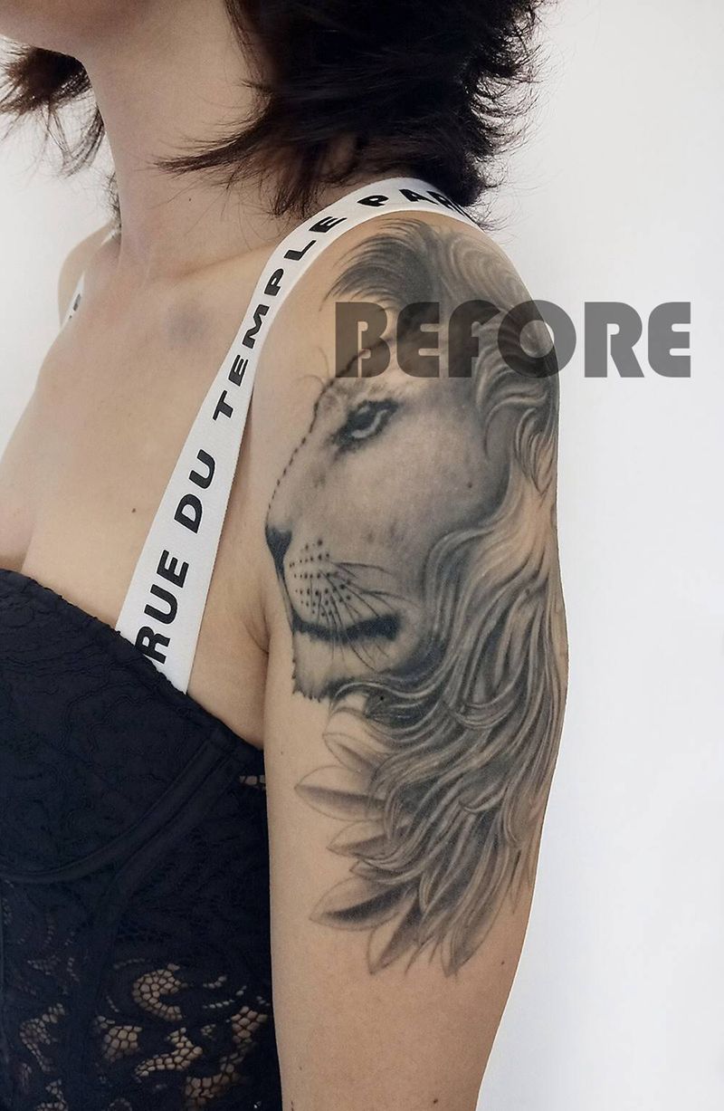 水墨纹身图片_肩部背部水墨遮盖纹身图案