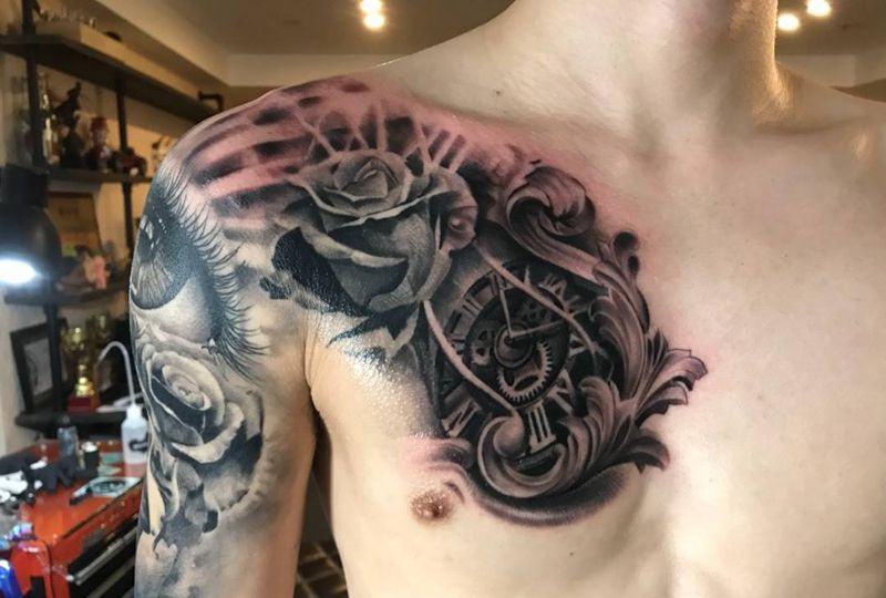 欧美纹身图片_腰部肩部欧美静物胸部背部人物动物植物纹身图案