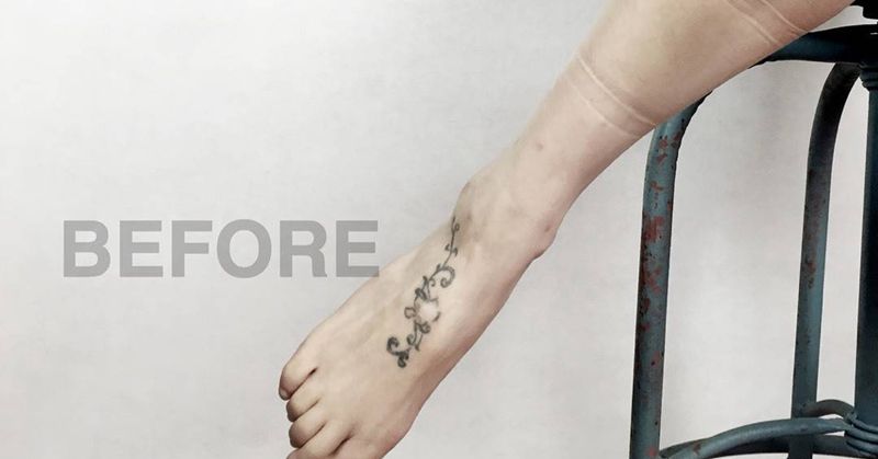 水墨遮盖纹身图片