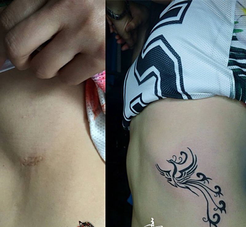 遮盖疤痕纹身图片