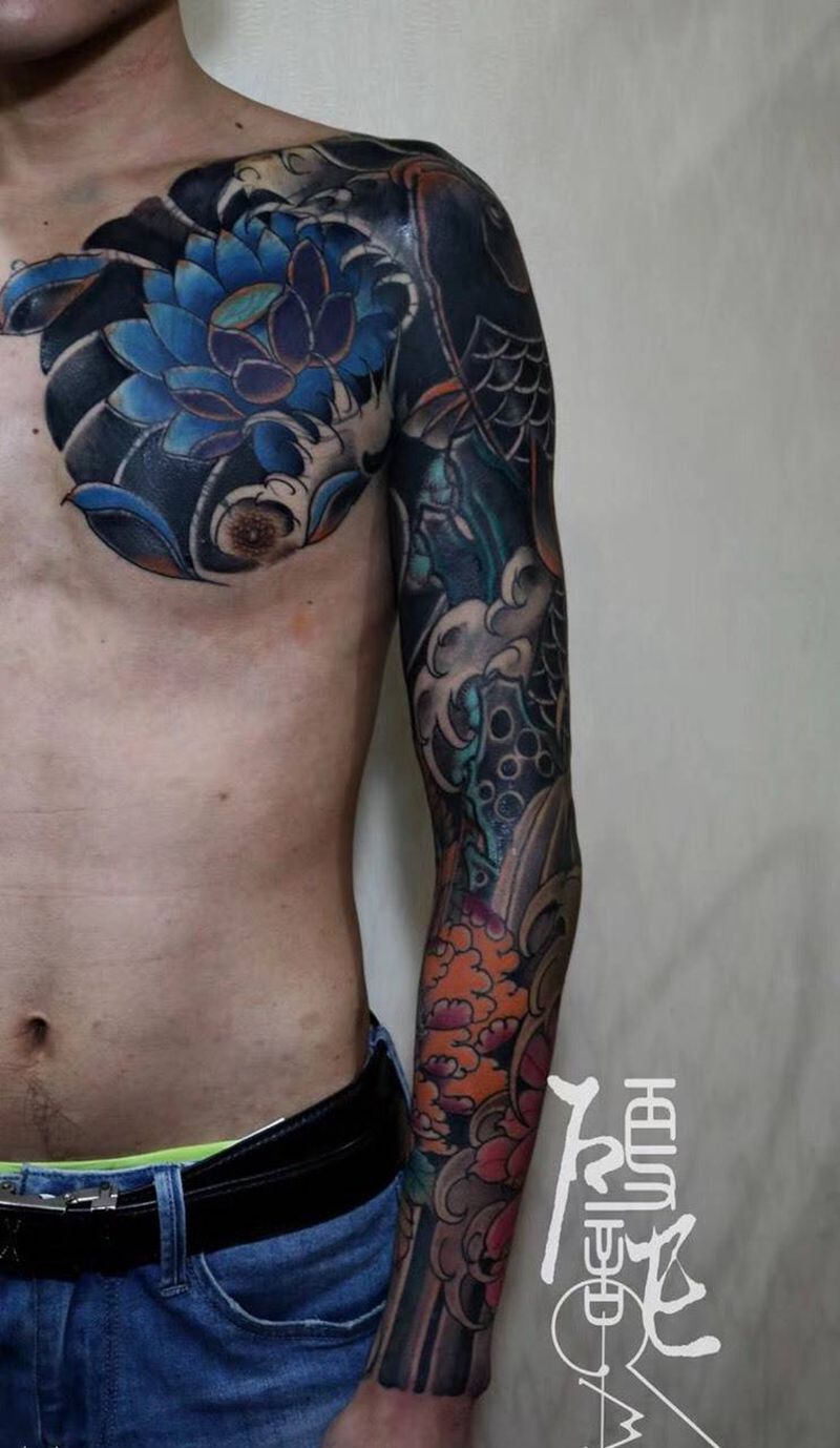 遮盖作品纹身图片_传统手部手臂脚部背部胸部颈部腰部手稿纹身图案