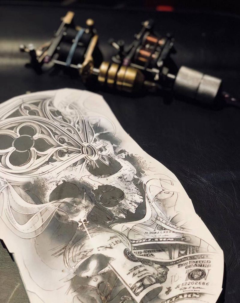 生命提材纹身图片_腿部脚部手稿成品臀部手臂欧美写实鬼神纹身图案