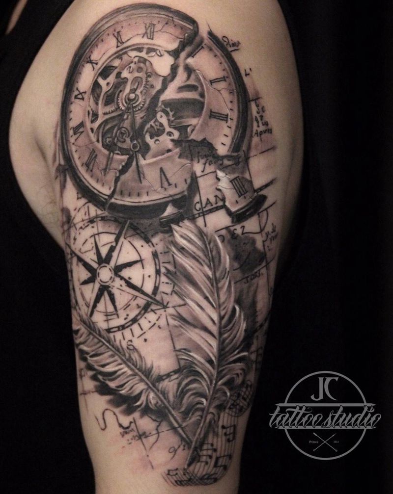 Map纹身图片_臀部手臂欧美写实纹身图案