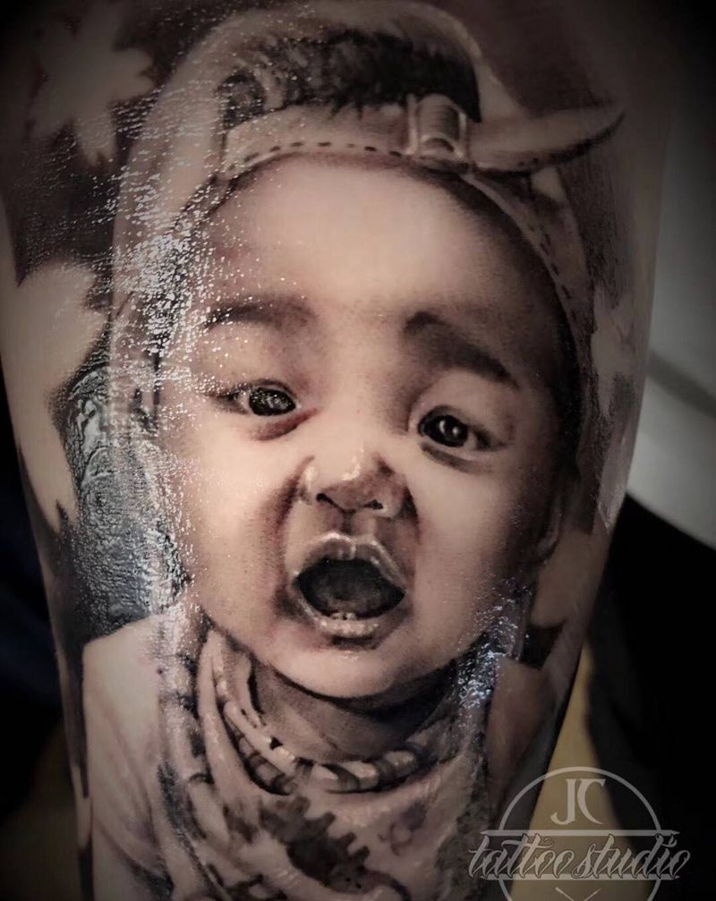 寶寶纹身图片_成品手臂臀部手部欧美写实肖像人物纹身图案