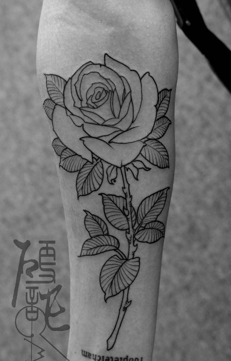 玫瑰纹身图片_手臂背部臀部传统植物写实肖像清新欧美腰部纹身图案