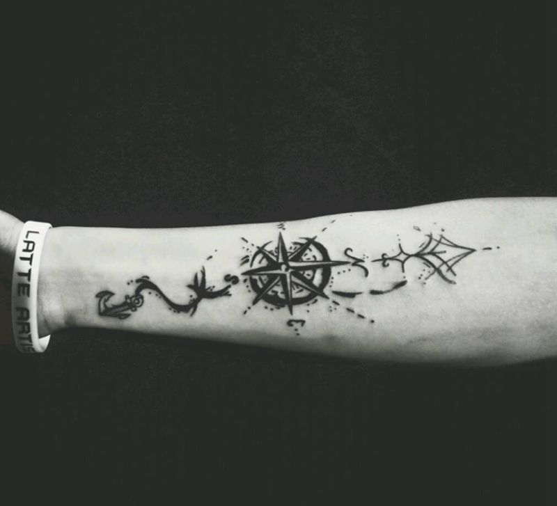 指南针纹身图片