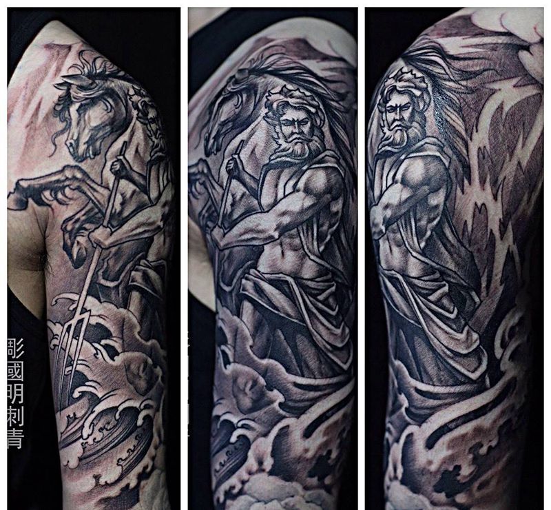 海神纹身图片_传统腿部胸部手臂脚部手部纹身图案