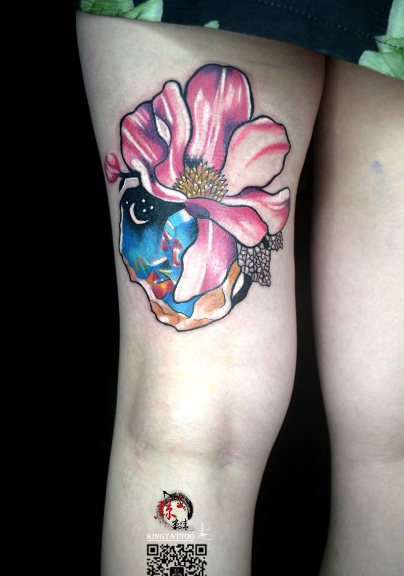 闺蜜纹身纹身图片_成品腿部欧美水彩广州花都区花都纹身图案