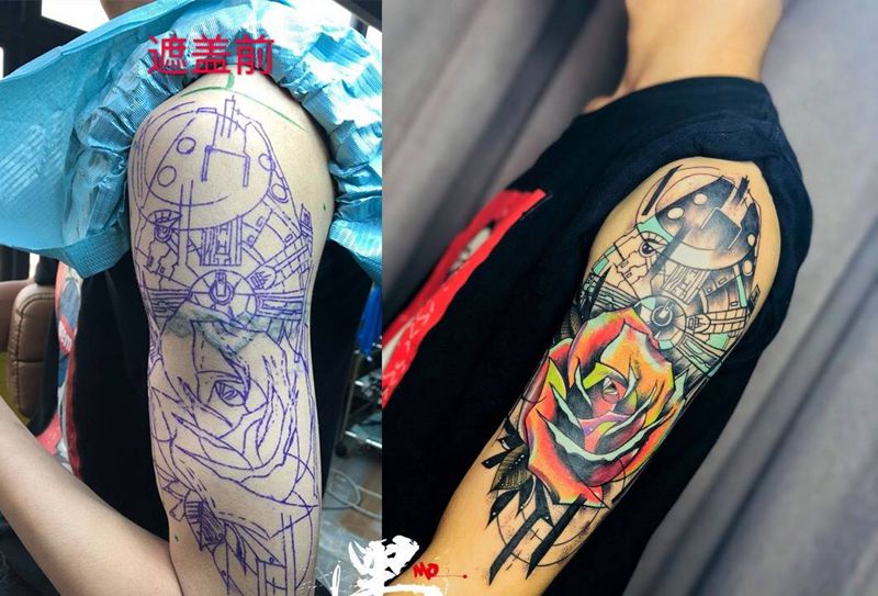 遮盖纹身纹身图片_成品手稿腿部手部背部臀部欧美花都广州动物纹身图案