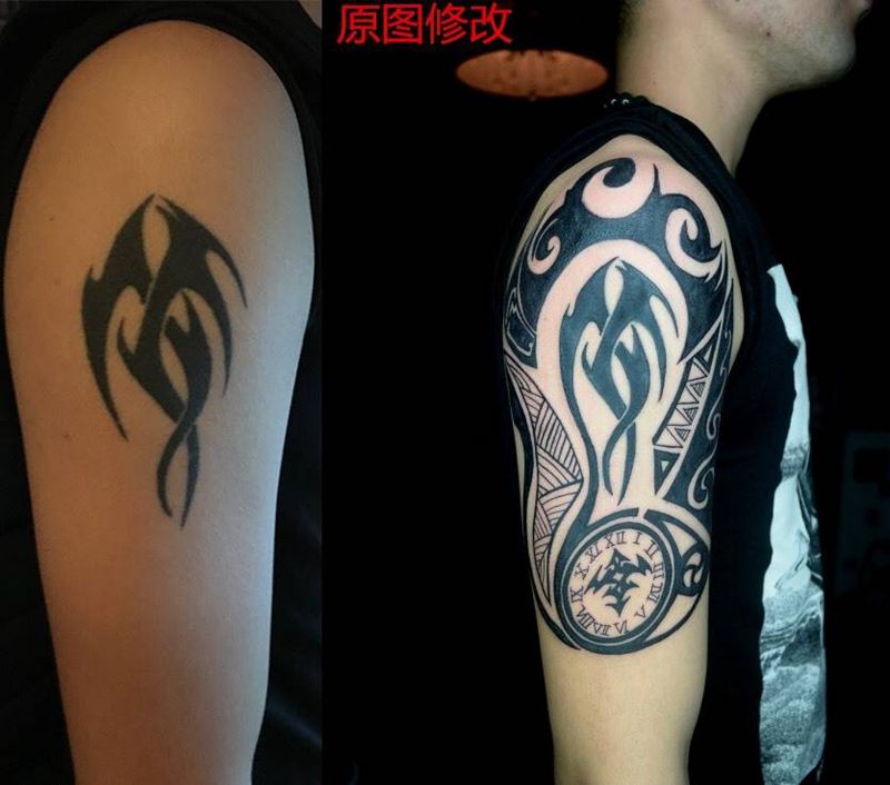 图腾作品纹身图片_成品手臂广州花都遮盖纹身图案