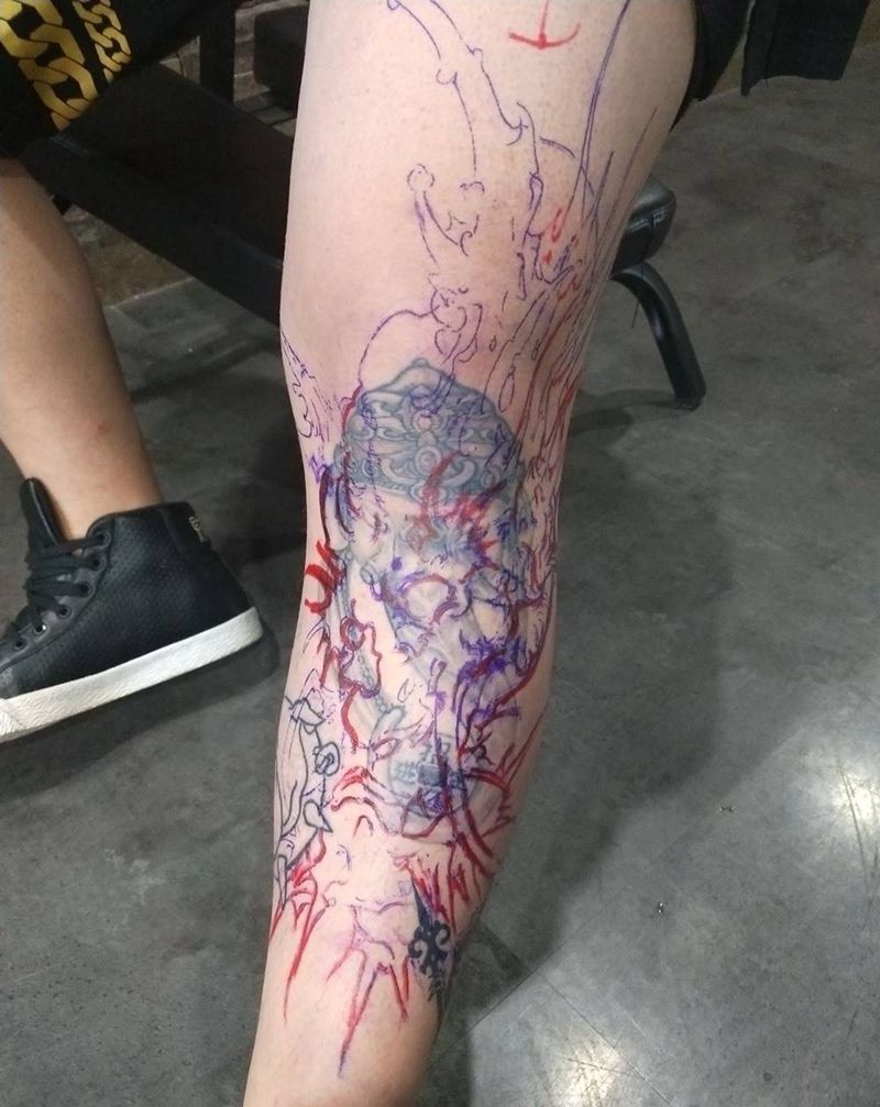 做完线 还没上色纹身图片