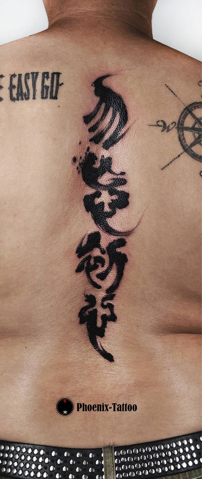 勿忘初心纹身图片_手稿插画成品背部传统国画清新原创书法水墨纹身图案