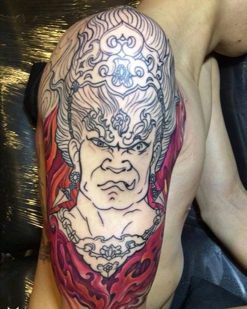 不动冥王纹身图片_手部新传统纹身图案