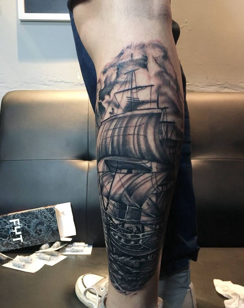 帆船纹身图片